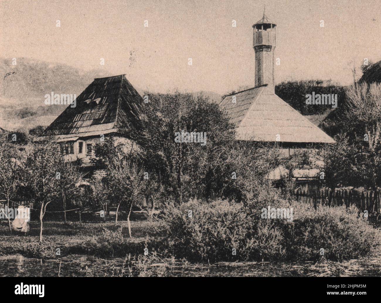 More than half the Bosnian people are Christian, but way-side mosques like this near Jajce testify to the wide influence of Islam (1923) Stock Photo