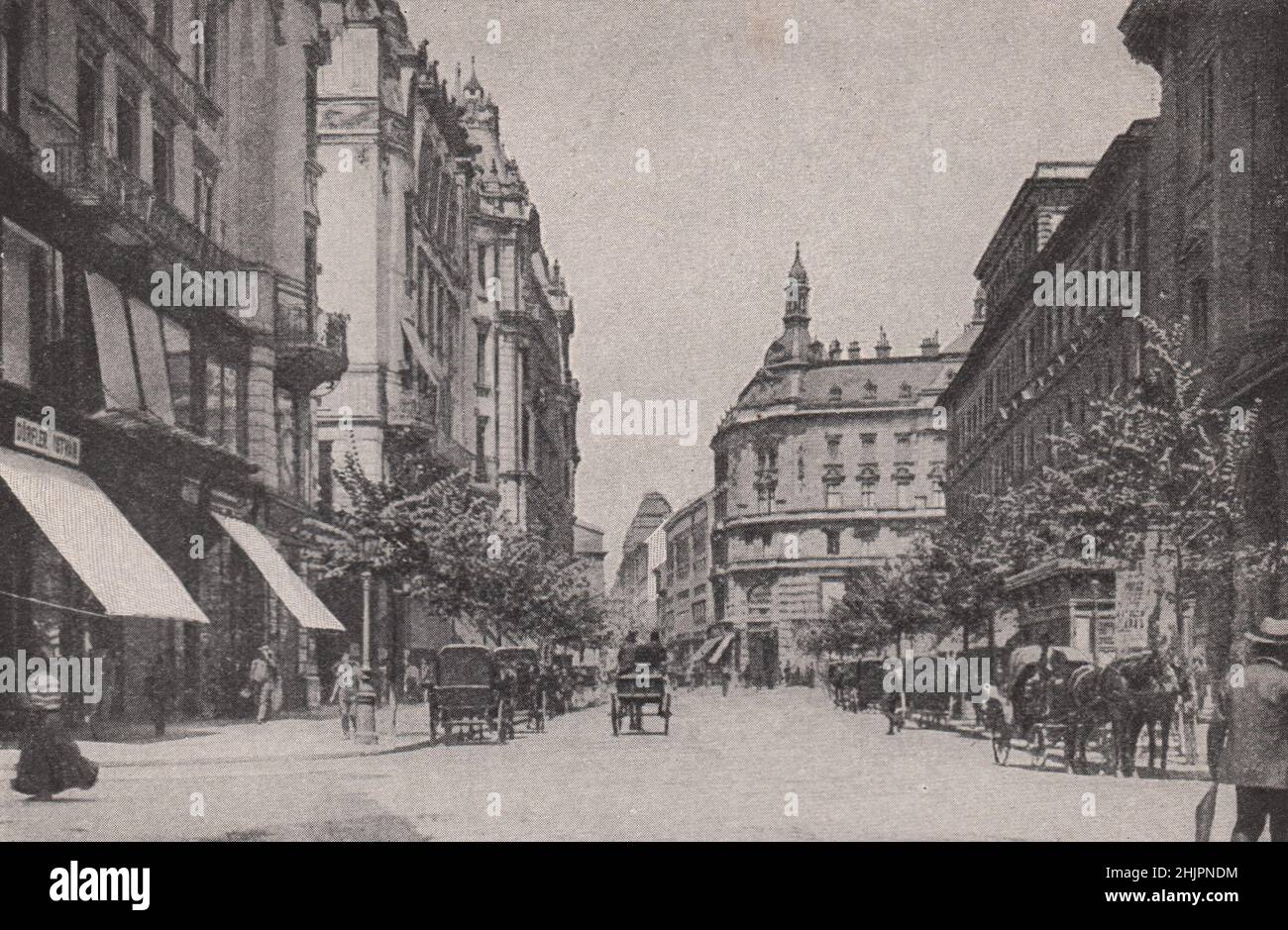 Characteristic thoroughfare in the Hungarian Metropolis. Hungary. Budapest (1923) Stock Photo