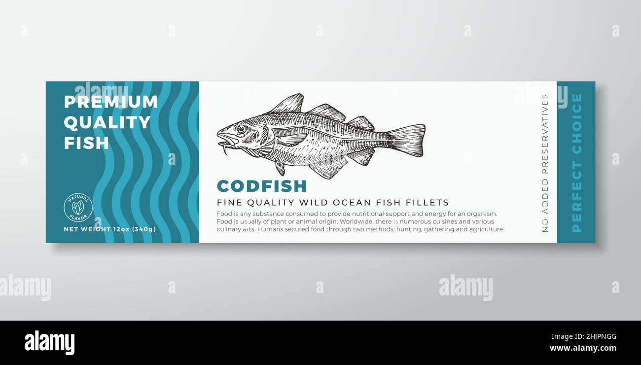 Premium Quality Codfish Vector Packaging Label Design. Modern ...