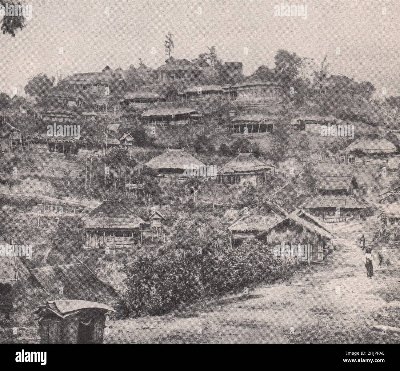 Hillside Hovels that form the capital of a shan state. Burma (1923) Stock Photo