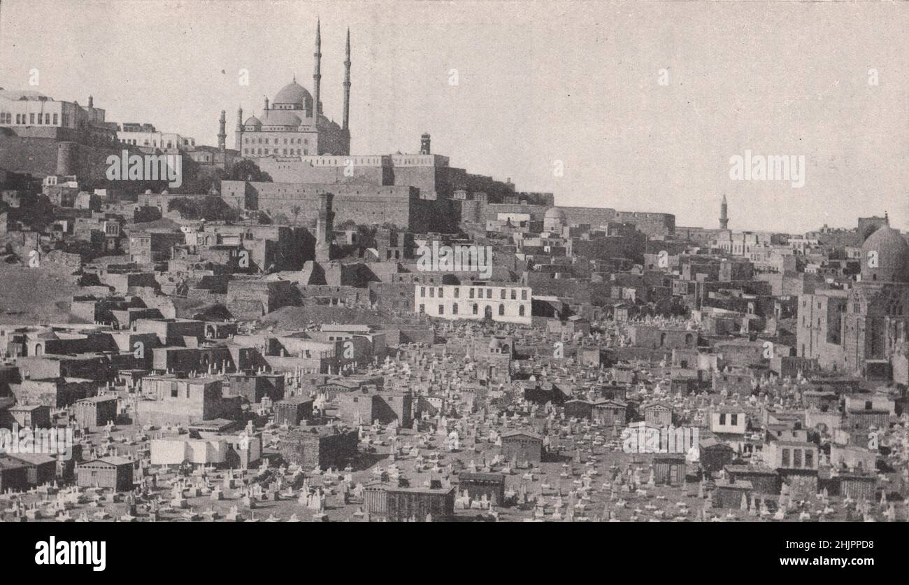Southward view over the Mahomedan Tombs to the fortress of Cairo, the Victorious city. Egypt (1923) Stock Photo