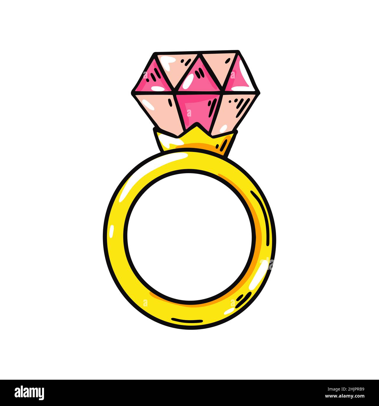 Hand drawn diamond ring. Vector illustration Stock Vector