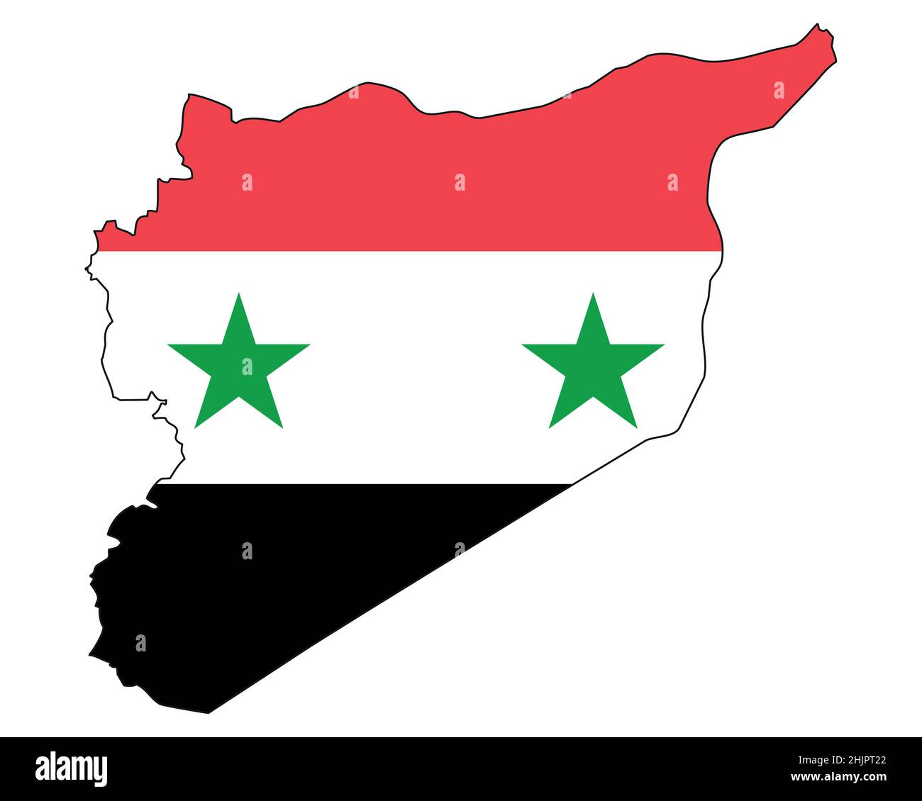 Syria map with flag - outline of a state with a national flag Stock Vector