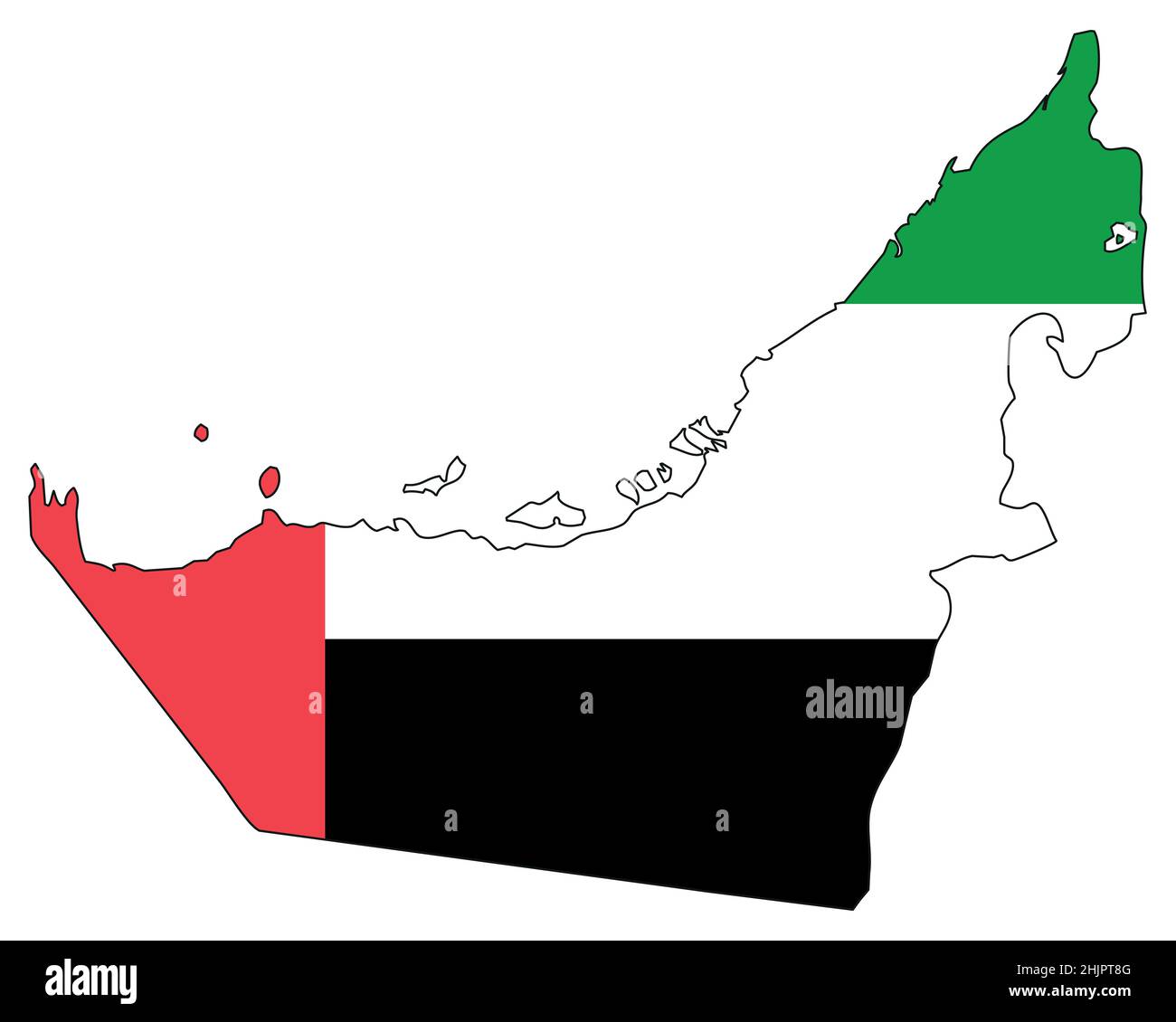 United Arab Emirates map with flag - outline of a state with a national flag Stock Vector