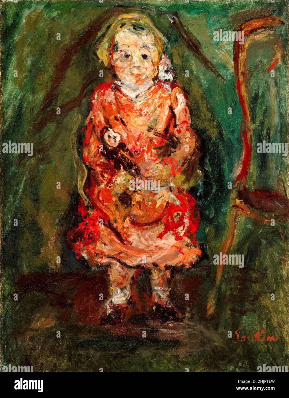 Chaim Soutine painting, Young Girl with a Doll, 1926-1927 Stock Photo
