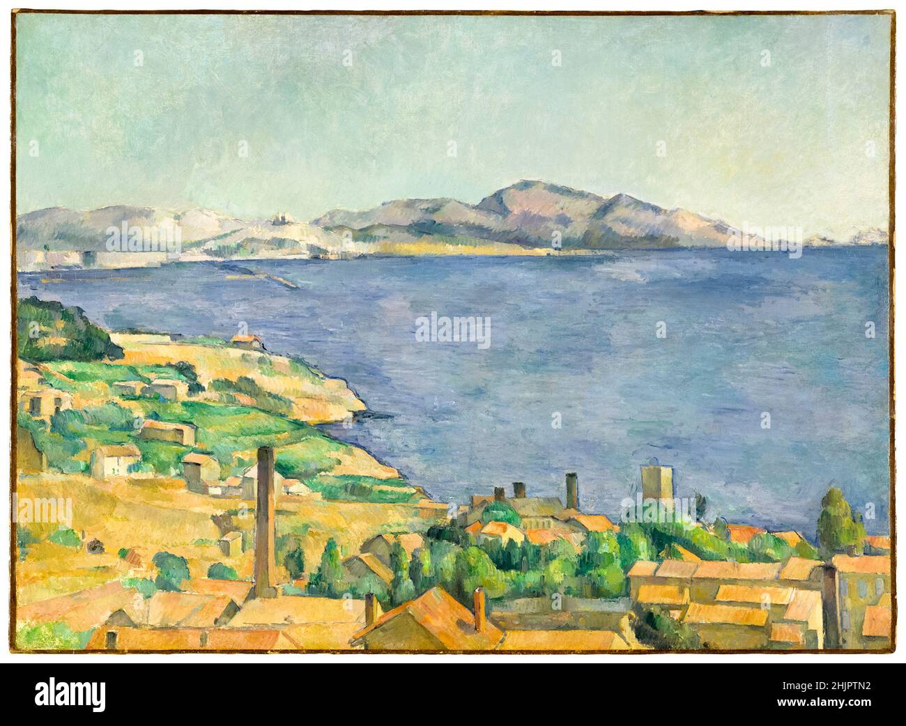The Gulf of Marseilles, Seen from L'Estaque, landscape painting by Paul Cezanne, circa 1885 Stock Photo