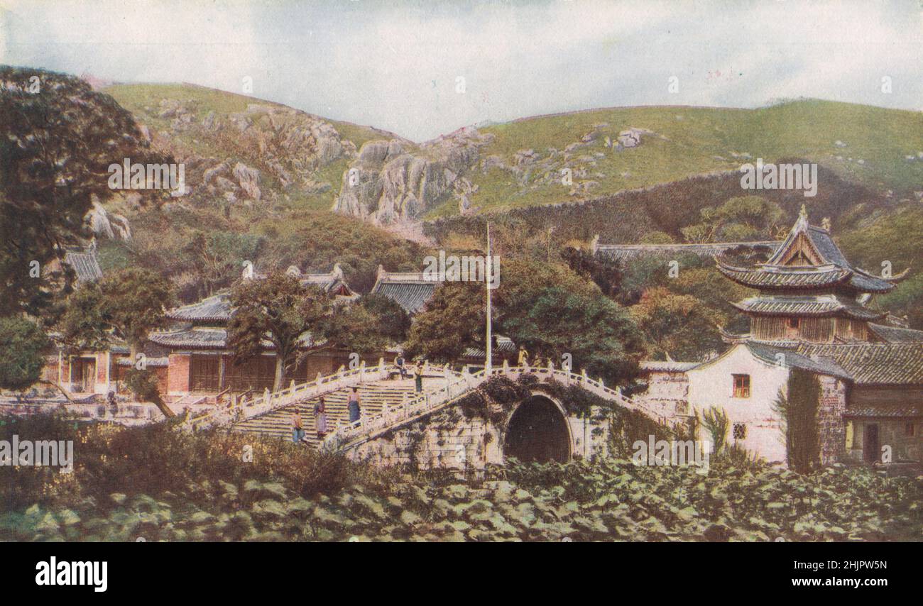 None but Buddhist monks may dweil on Pu Tu, the sacred Island off the Chusan coast. China (1923) Stock Photo