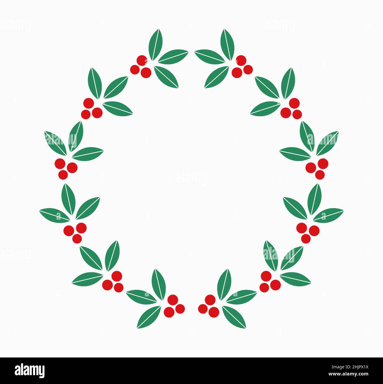 Christmas wreath of holly berries and leaves. Vector illustration Stock ...