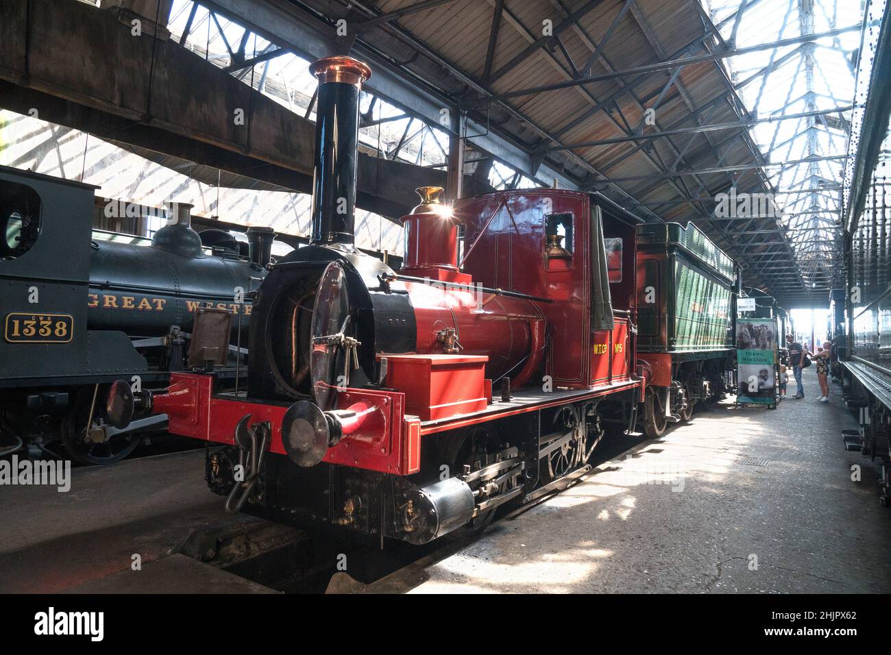 1857 Steam locomotive No, 5 'Shannon' at Didcot Railway Centre, Didcot, Oxfordshire Stock Photo