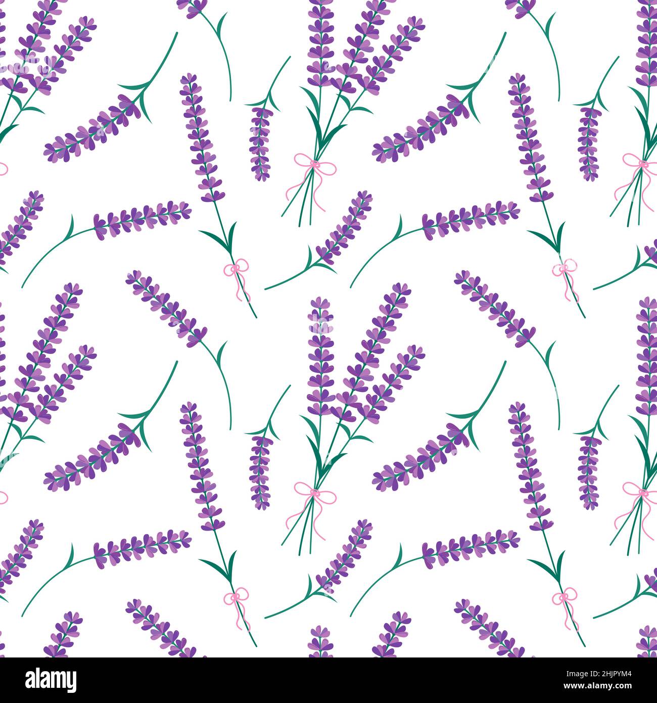 Lavender flowers seamless pattern. Vector endless white background with ...