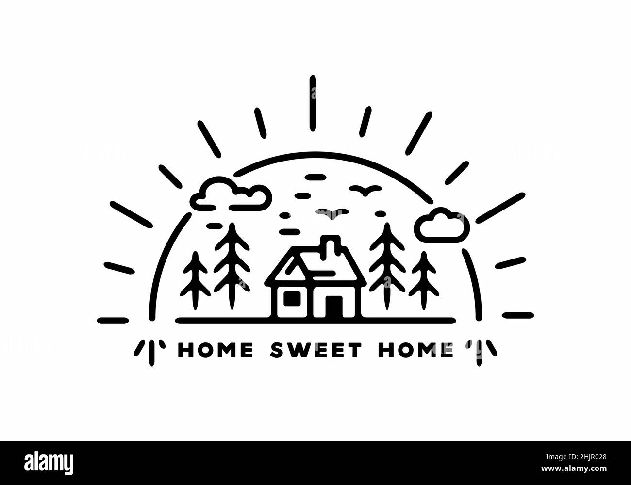 Home sweet home line art illustration design Stock Vector