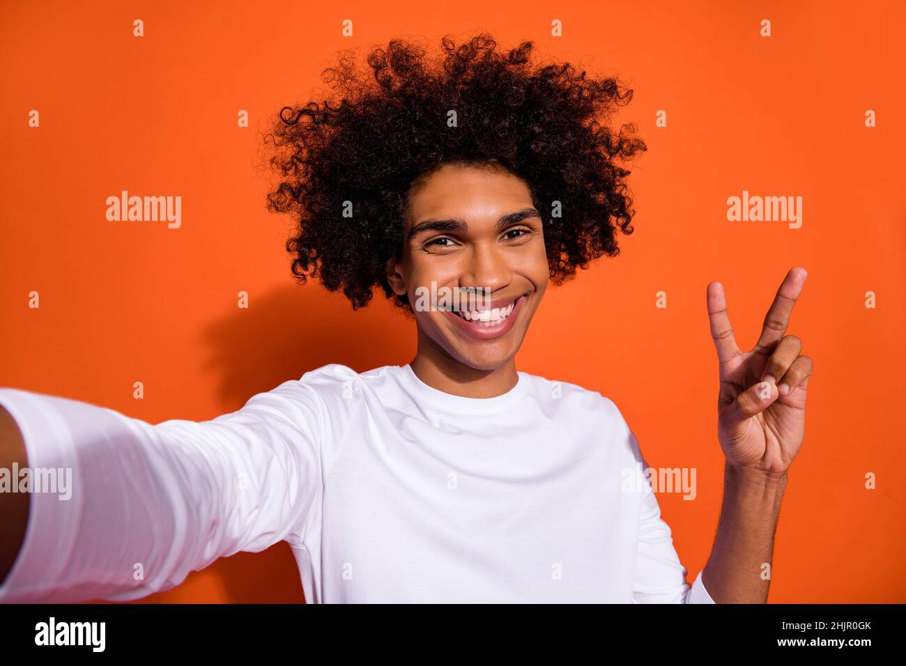 cheerful positive guy wear white shirt 