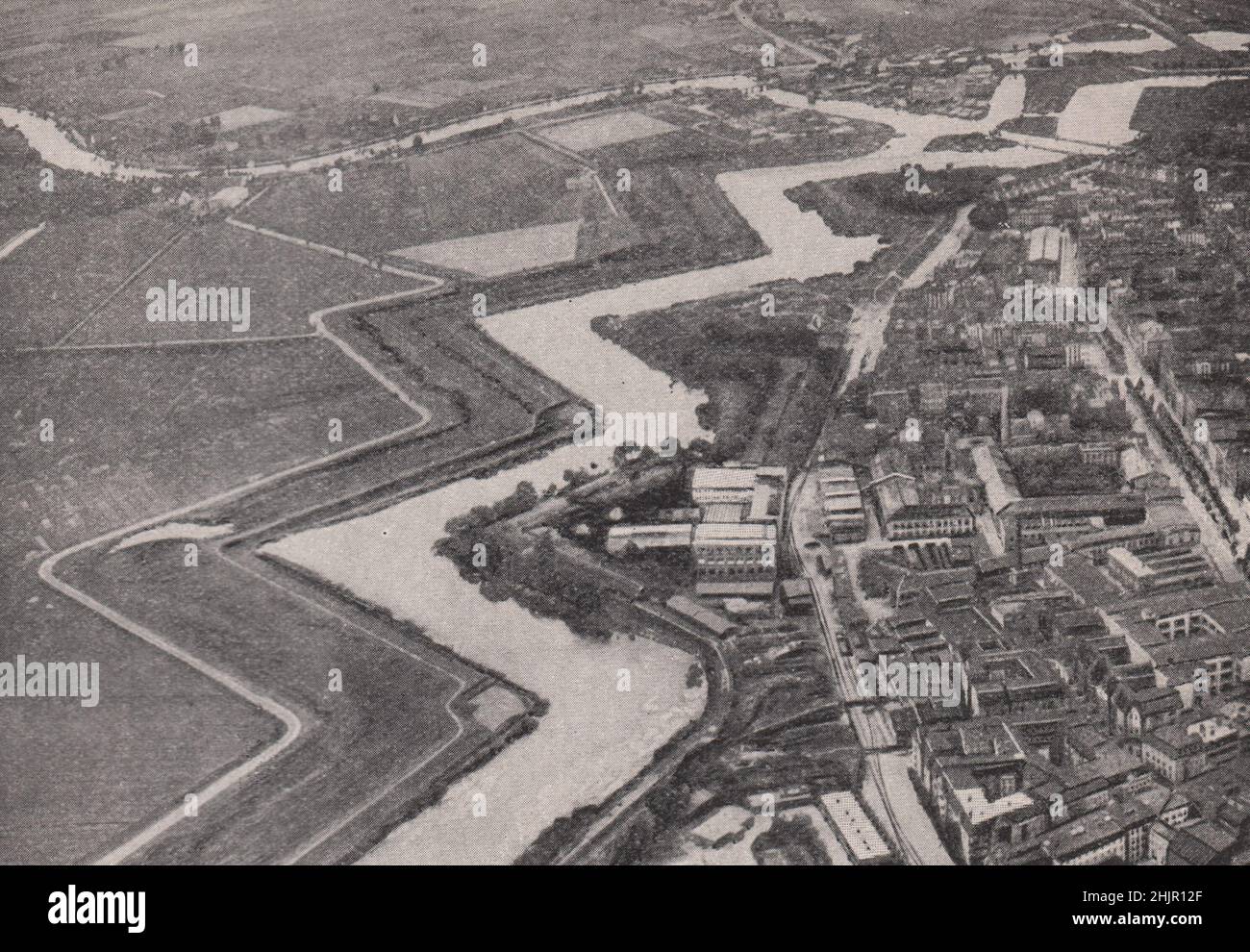 Air impression of the Southern defences of Danzig. Poland. Danzig Gdansk (1923) Stock Photo