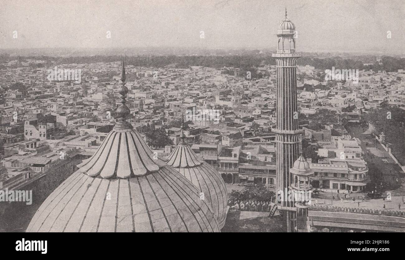 Bird's-Eye view of the imperial of India from one of the minarets of the Jama Masjid. Delhi (1923) Stock Photo