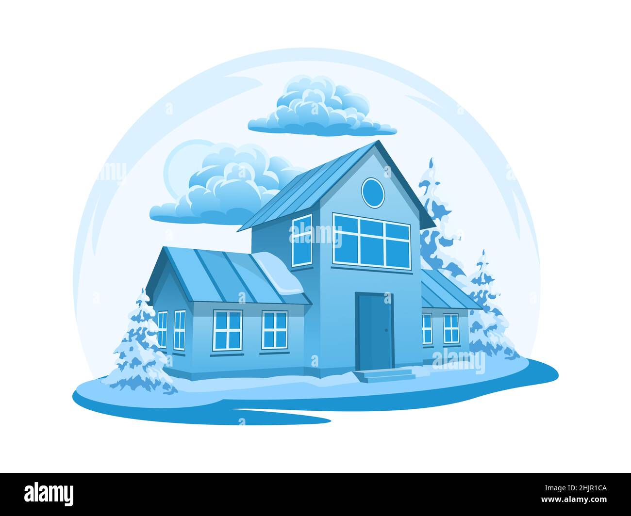 Winter landscape surrounded by trees Stock Vector Images - Alamy