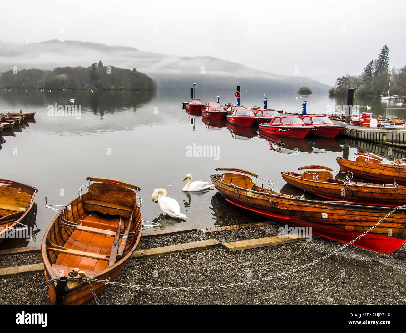 Dreamlike early morning on Windermere lake in the Lake district Stock Photo