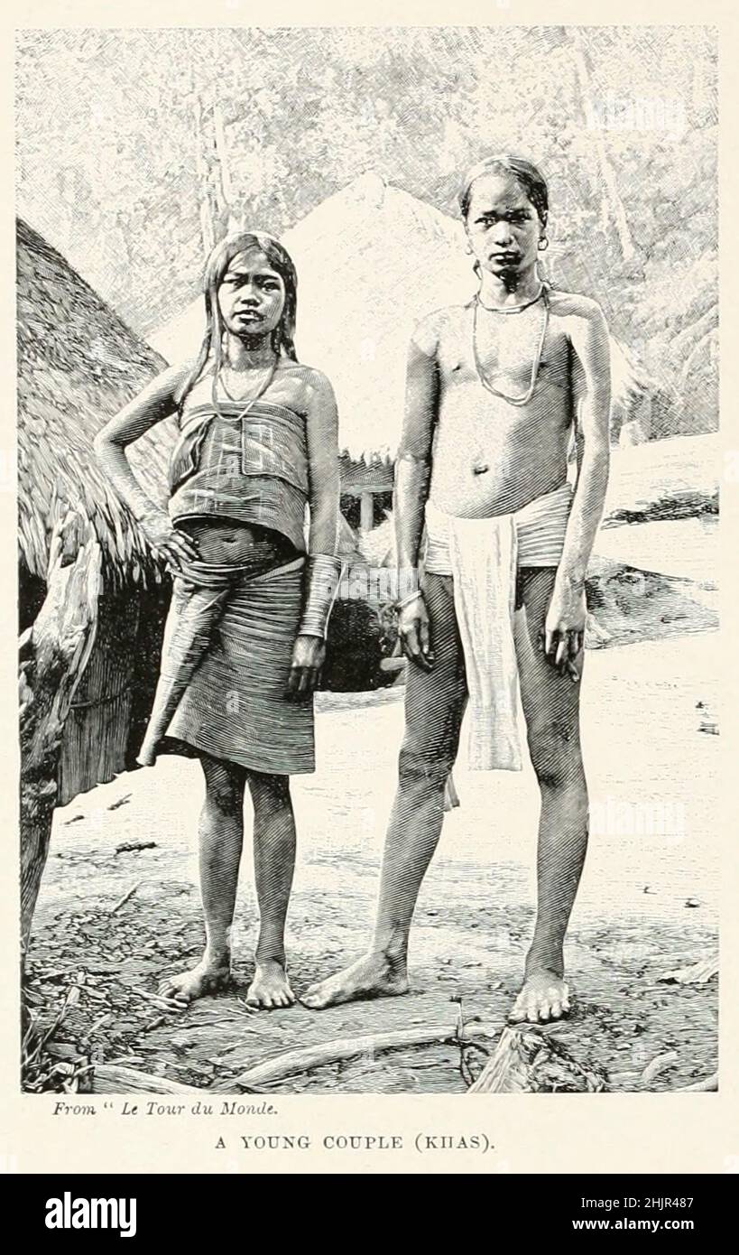 Young Couple (Khas People) from the book '  The living races of mankind ' Vol 1 by Henry Neville Hutchinson,, editors John Walter Gregory, and Richard Lydekker, Publisher: London,  Hutchinson & co 1901 Stock Photo