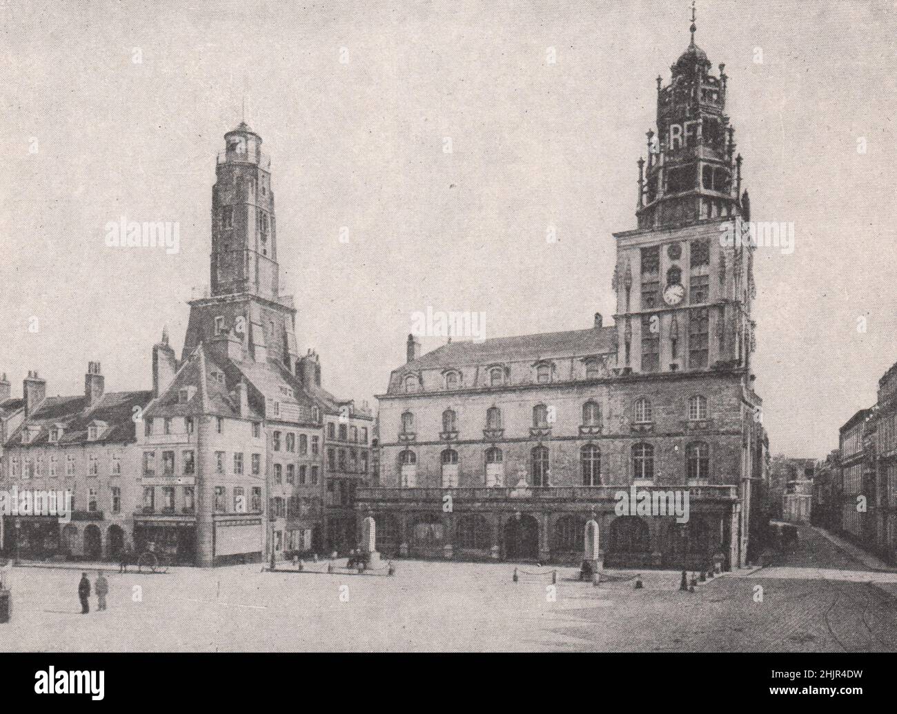 Town-Hall and tour du Guet in the place D'armes, Calais. Pas-de-Calais. France (1923) Stock Photo