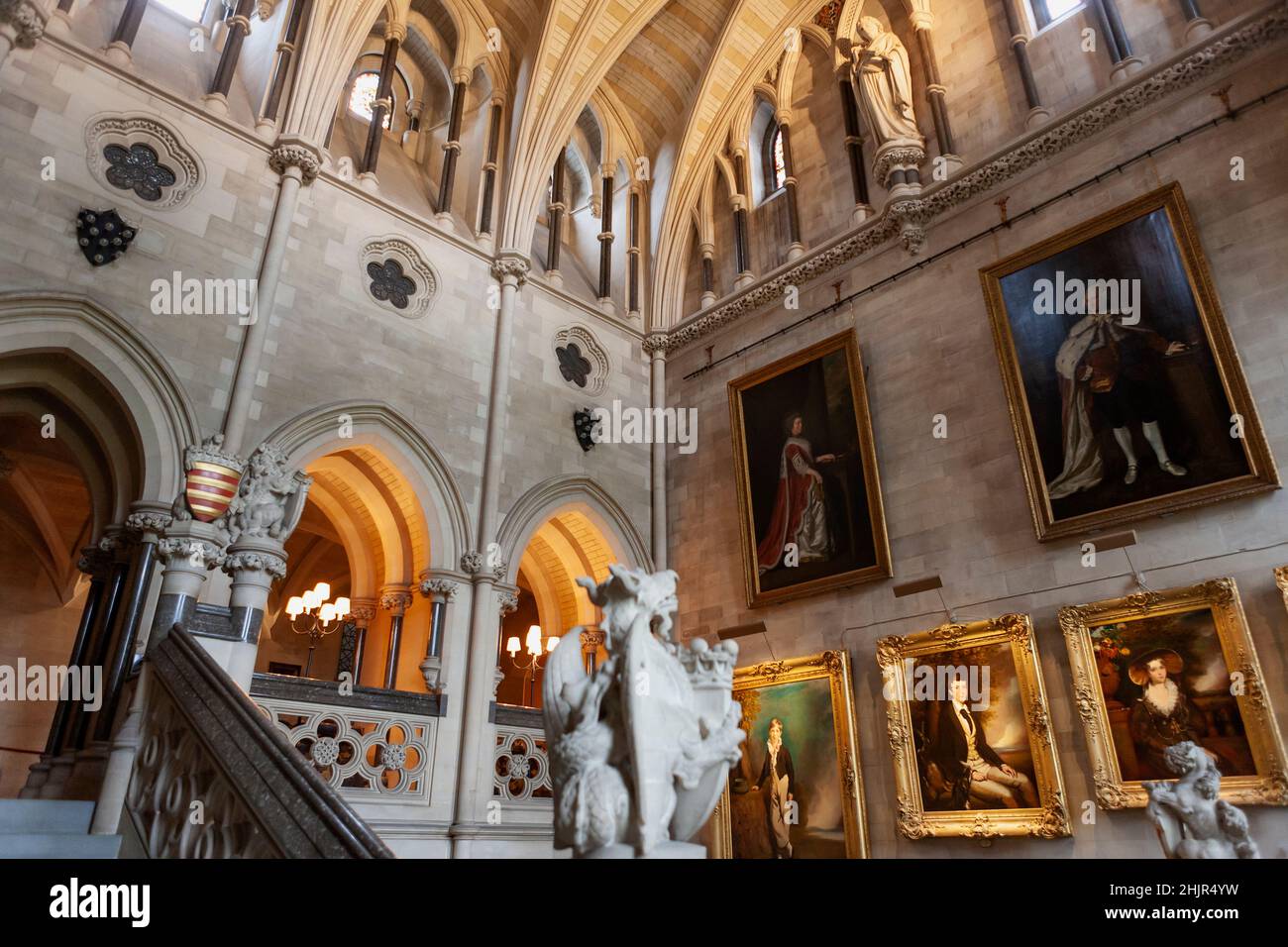 Grand staircase, Arundel Castle, Arundel, West Sussex, UK Stock Photo