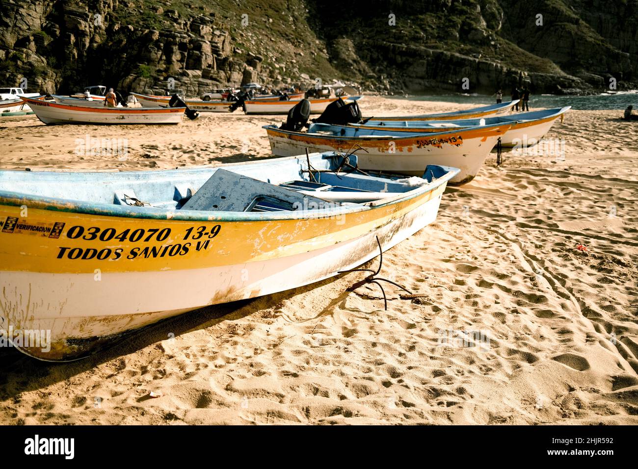 Fishing boats on beach near Todos Santos, Mexico Stock Photo Alamy