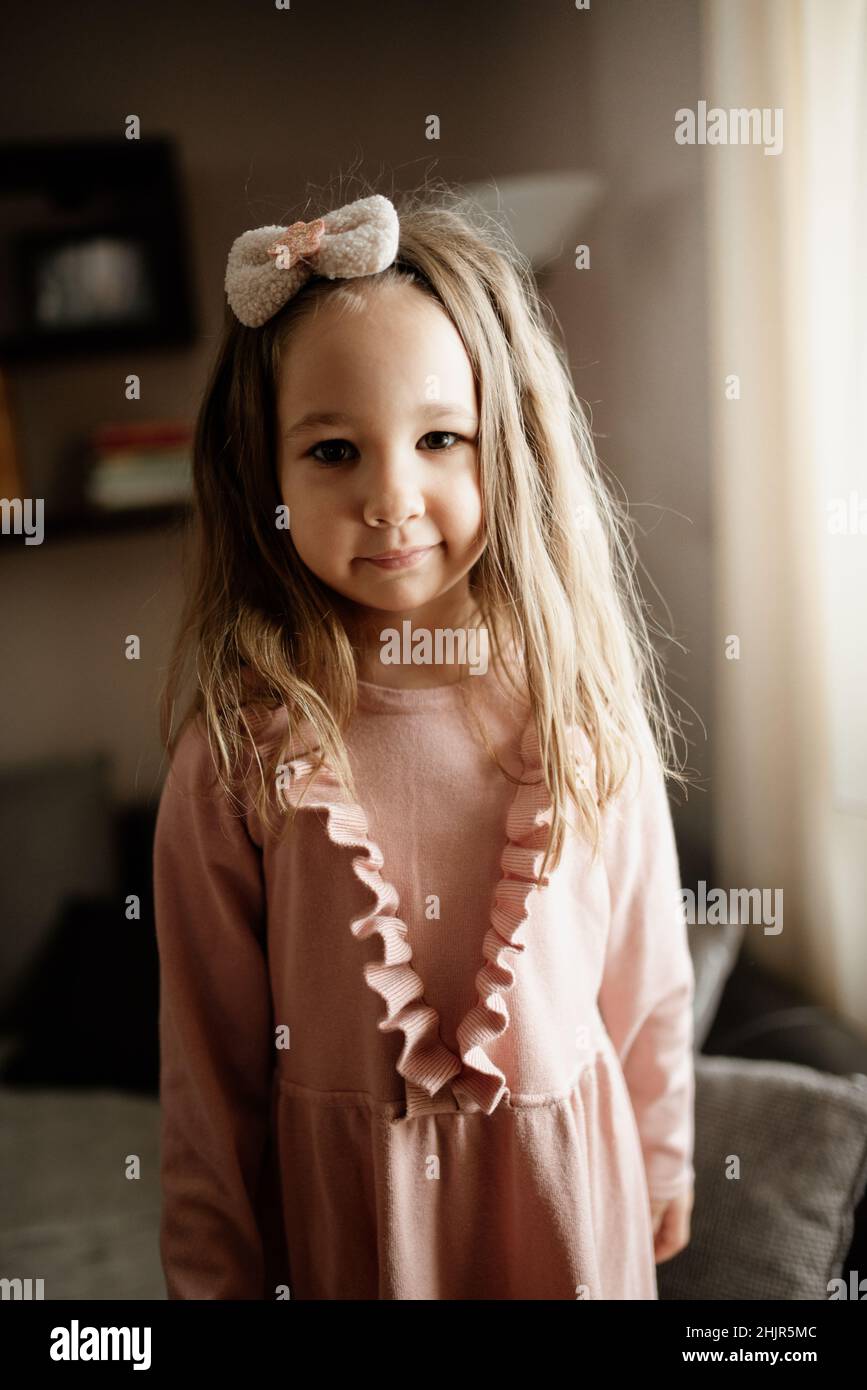 Little girl with beautiful long hair portrait Stock Photo - Alamy
