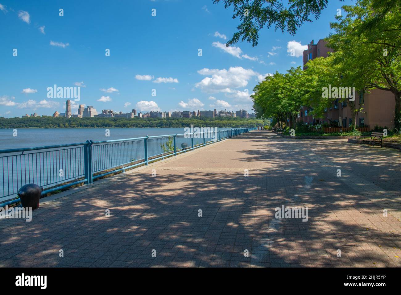 River walk path in Edgewater,New Jersey,USA. Looking toward the New