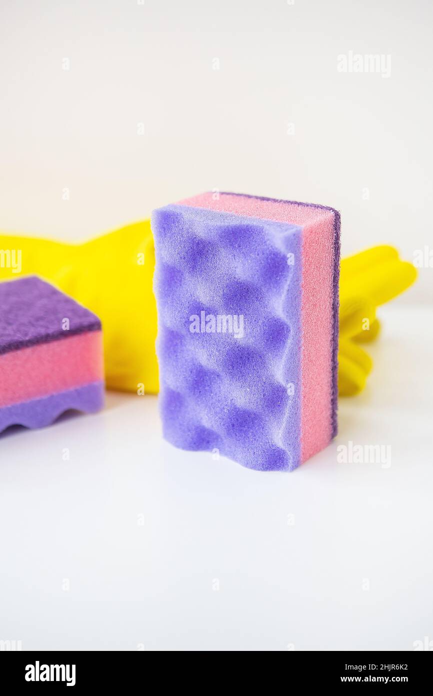 Preparation for cleaning the house, washcloths, rubber gloves