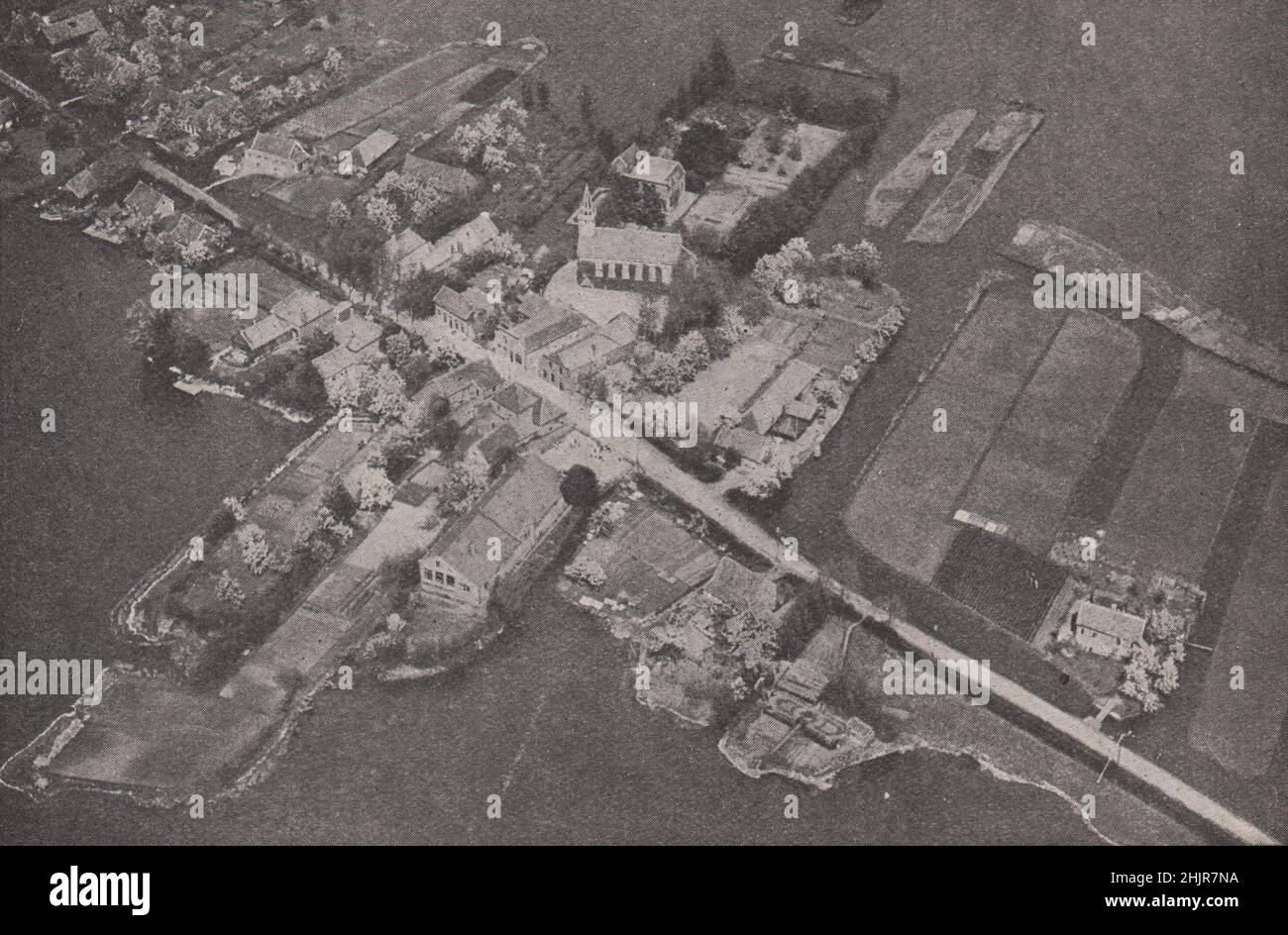 Dyke Road Traversing the watery Lowlands of Holland. Netherlands (1923