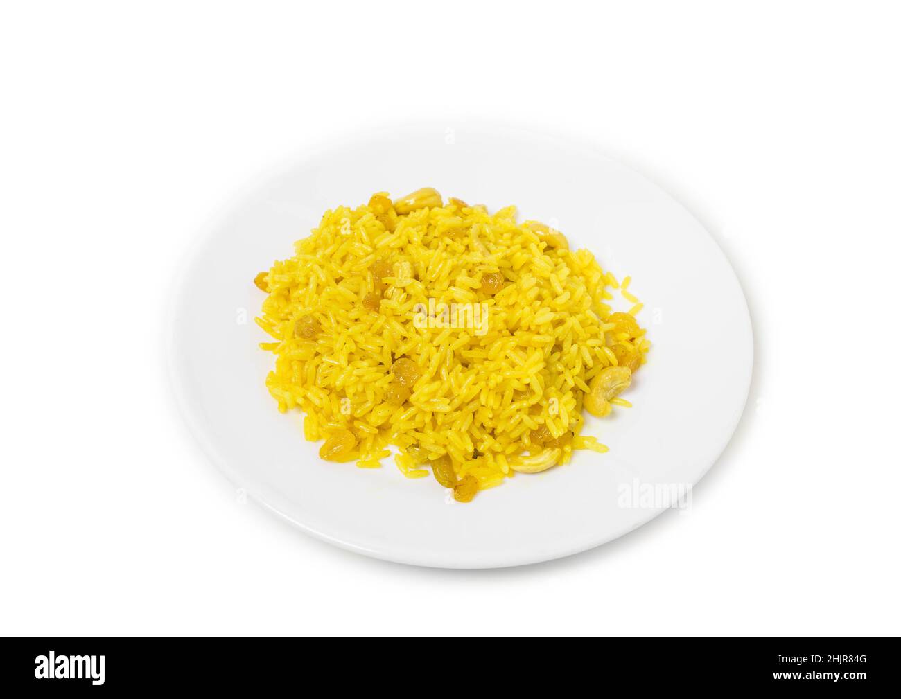 Arab rice with raisins and cashew. Middle Eastern food. Isolated on a ...