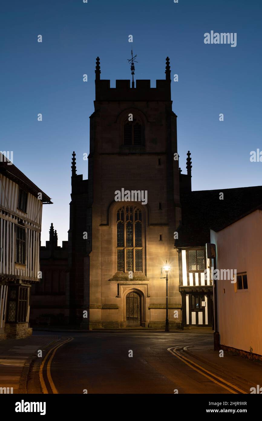 The Guild Chapel at dawn, Church street, Stratford upon Avon, Warwickshire, England Stock Photo