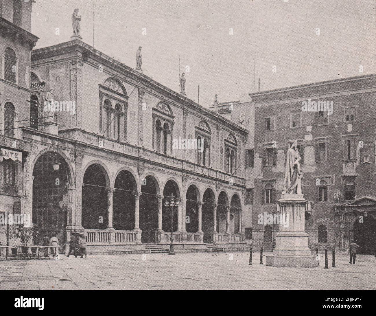 Great Dante's Statue in the Piazza dei Signori at Verona. Italy (1923) Stock Photo