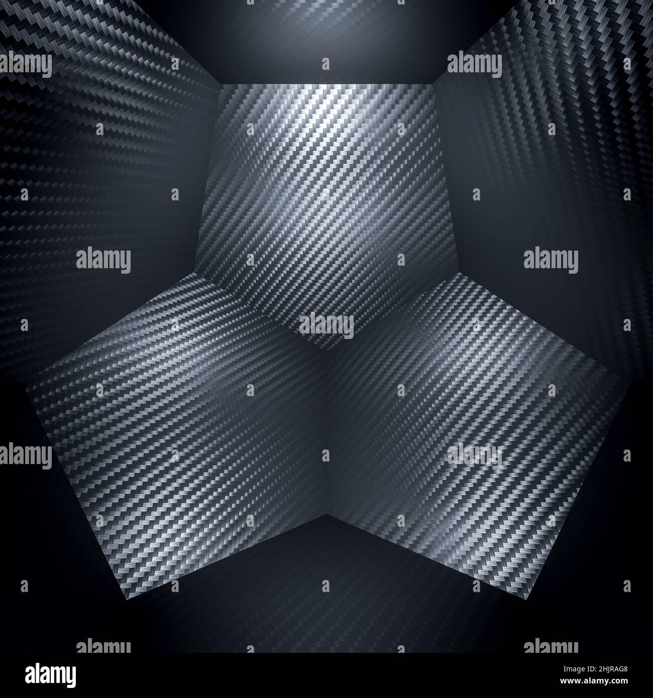 carbon fiber background geometric shapes square format. 3d render Stock Photo
