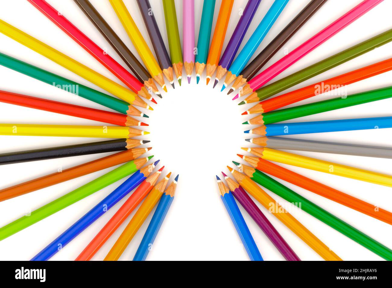 many colored pencils in abstract teamwork Stock Photo