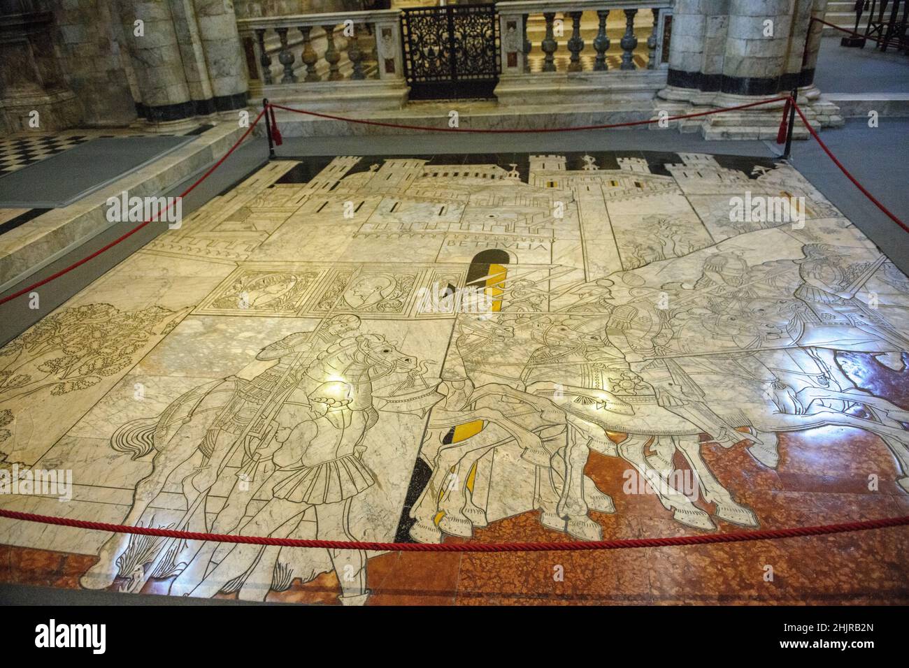 Marmorfußboden Bild aus Intarsien von Marmor, Geschichte der Judith, Dom in zu von Siena, Siena, Toskana, Italien, Europa Stock Photo