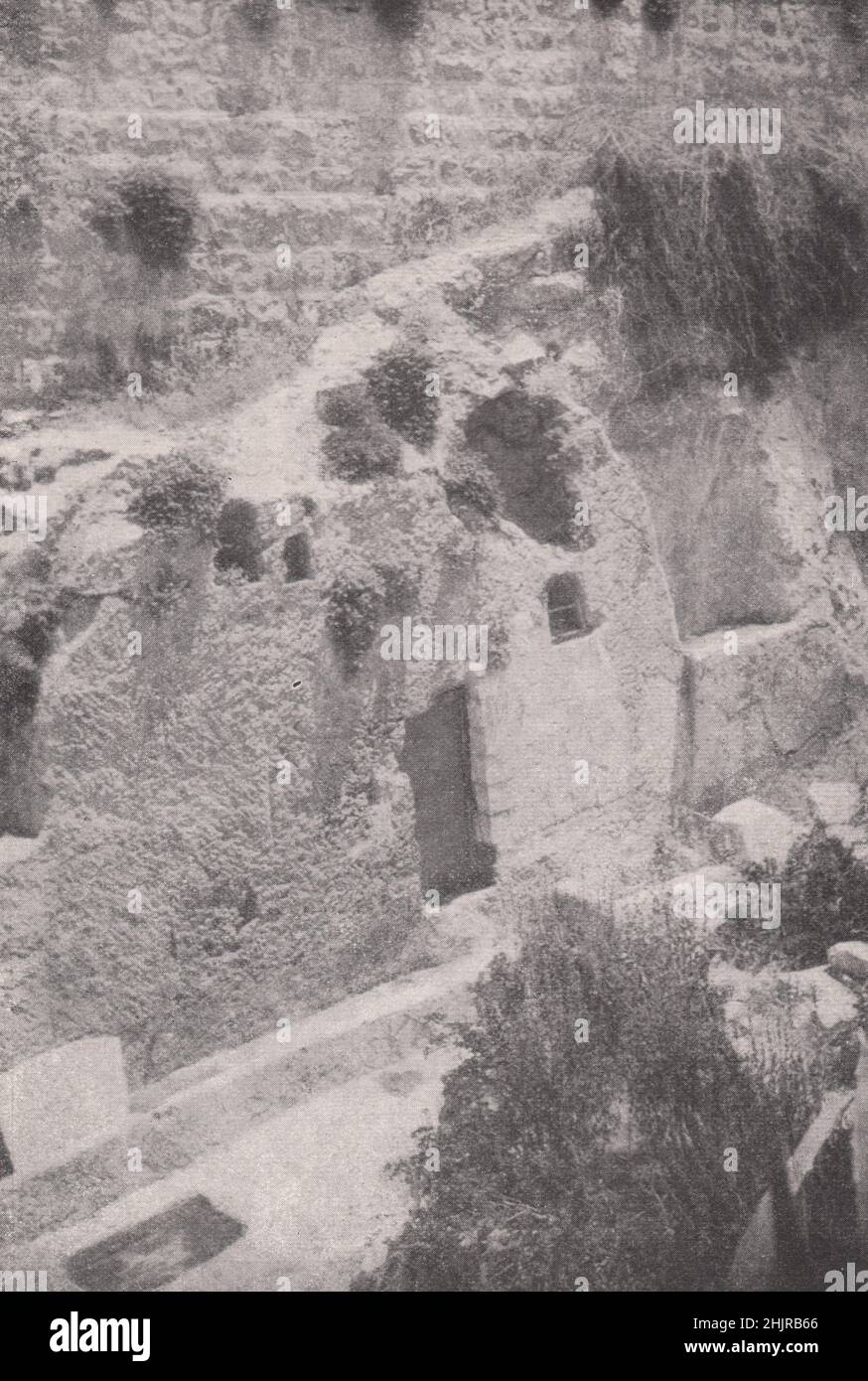 The Rock-Hewn Tomb at the foot of the "New Calvary". Israel. Jerusalem (1923) Stock Photo