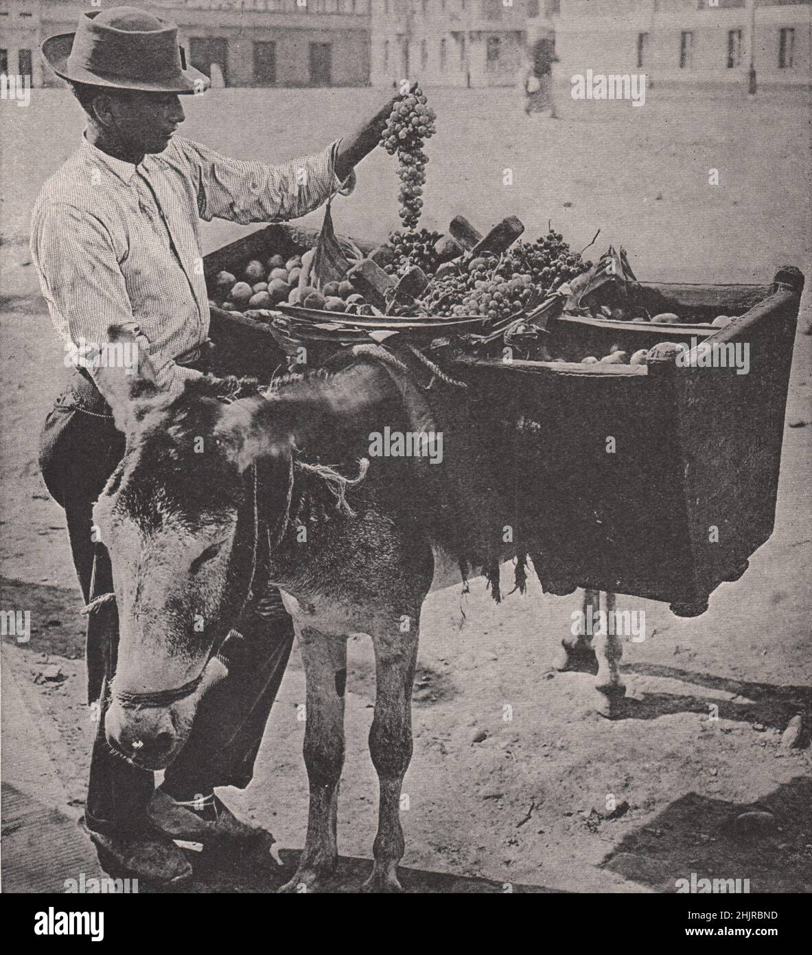 Street fruit-seller with his wares in Lima. Peru (1923) Stock Photo