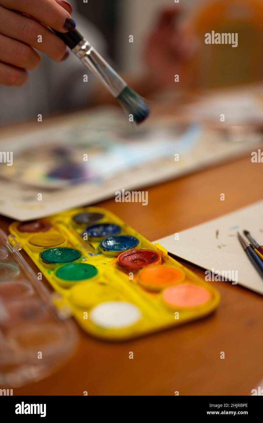 Color palette with different colors. Artist paint board. Colorful board  Stock Photo - Alamy