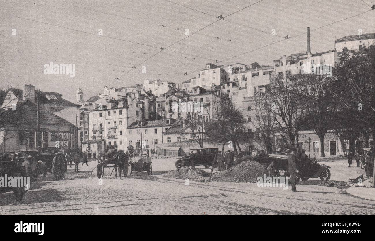 Part of Lisboa oriental, or the old town, by the foot of the castle hill. Portugal. Lisbon (1923) Stock Photo