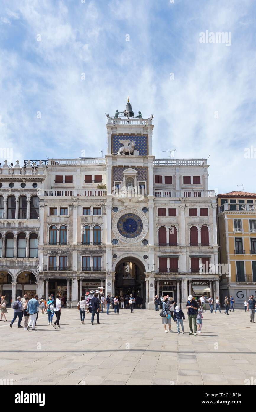 The clock tower, torre dell'orologio, Venice, Italy Stock Photo