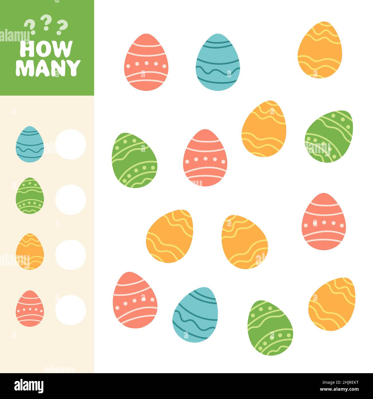 How many easter eggs. Educational game for children. Vector illustration for kids Stock Vector