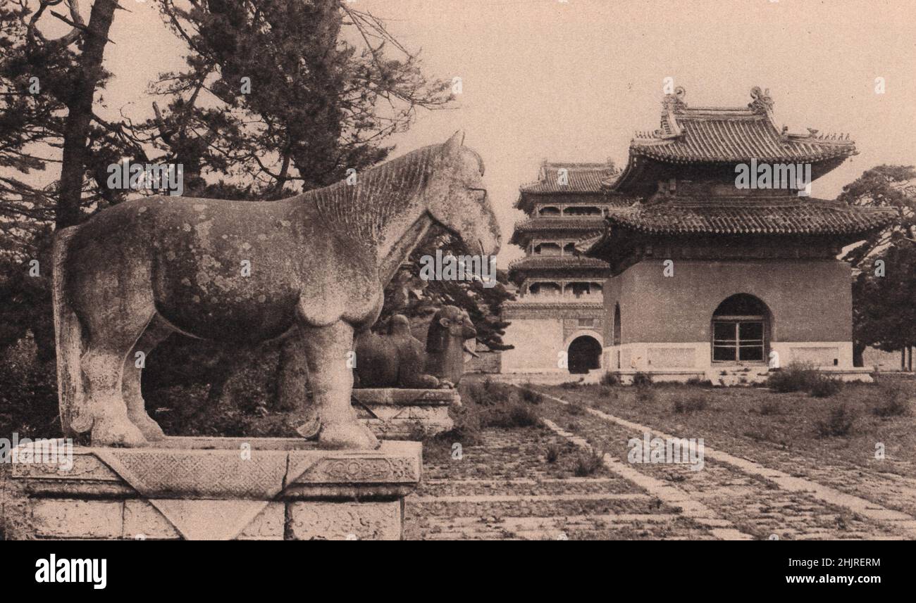 The neglected tombs of the Manchu dynasty near Mukden. China. Manchuria (1923) Stock Photo