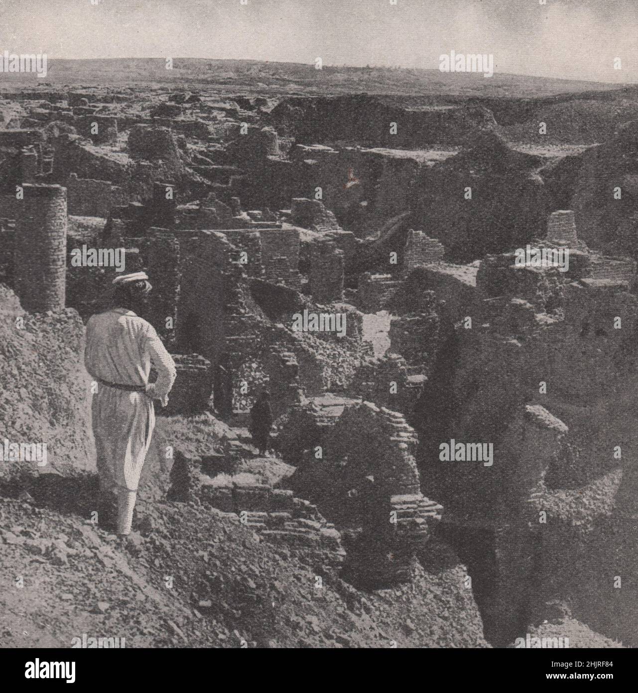 Excavated ruins of Ancient Babylon by the Euphrates. Iraq. Mesopotamia  (1923) Stock Photo