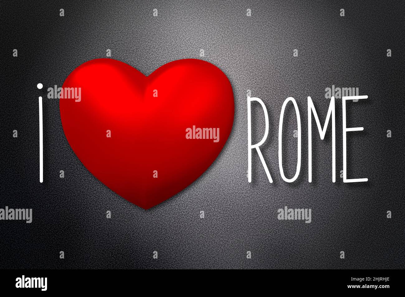 I love Rome - heart shape, black background - 3D illustration Stock Photo