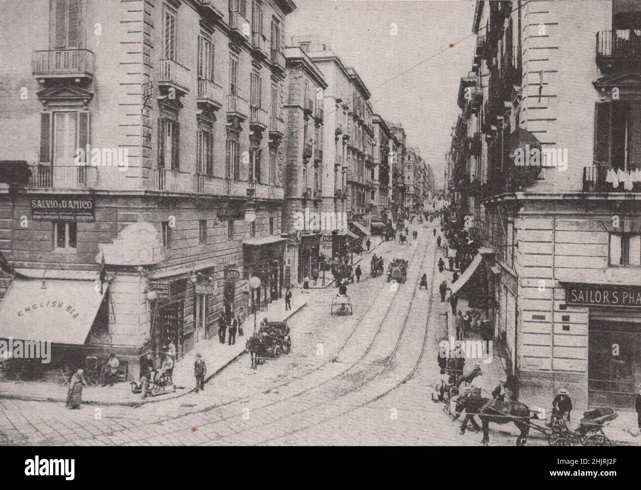 Looking up the Strada del Duomo from the Strada Nuova. Italy. Naples