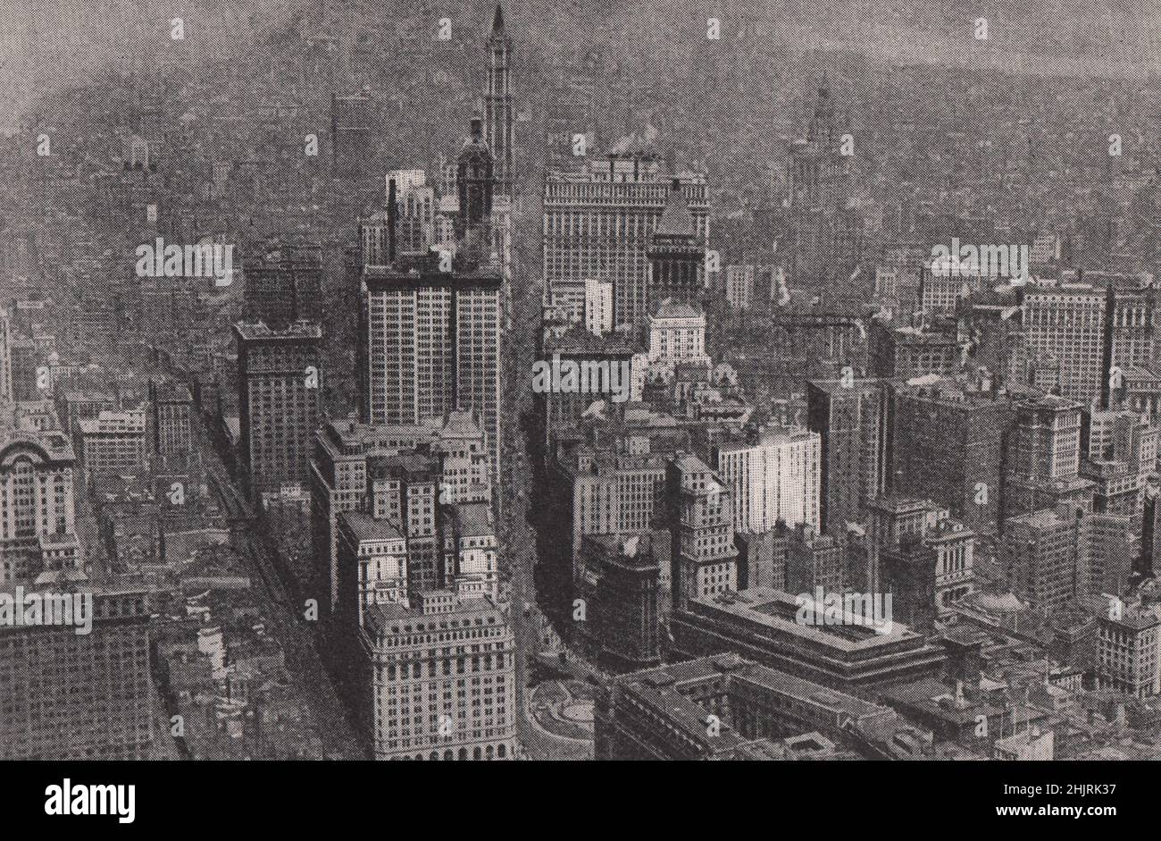 Buildings in the crowded "Down Town" section of New York. New York City ...