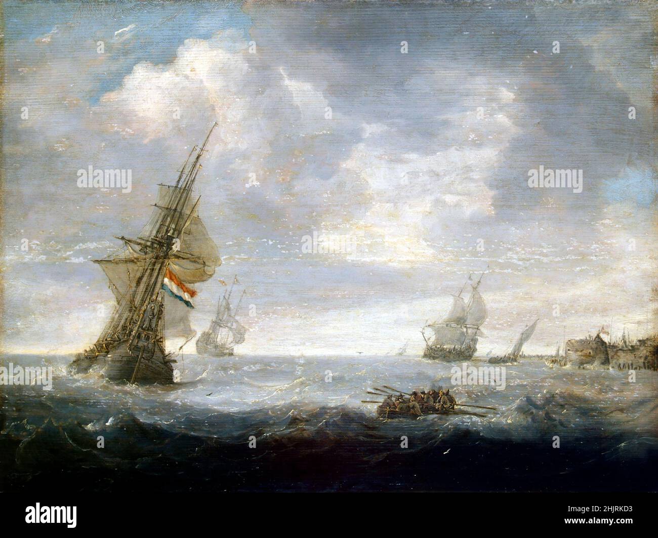 Seascape by Jan Porcellis (1580/4-1632), oil on panel, c. 1630 Stock Photo