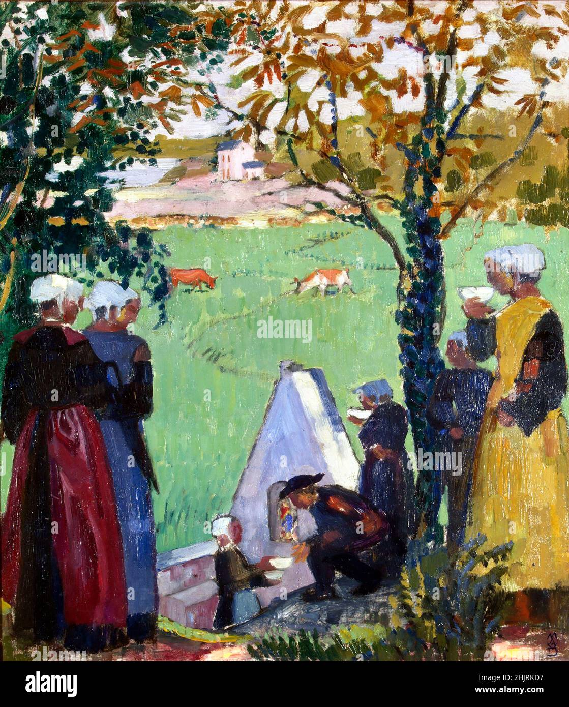 Sacred Spring at Guidel by the French artist, Maurice Denis (1870-1943), oil on canvas, c. 1905 Stock Photo