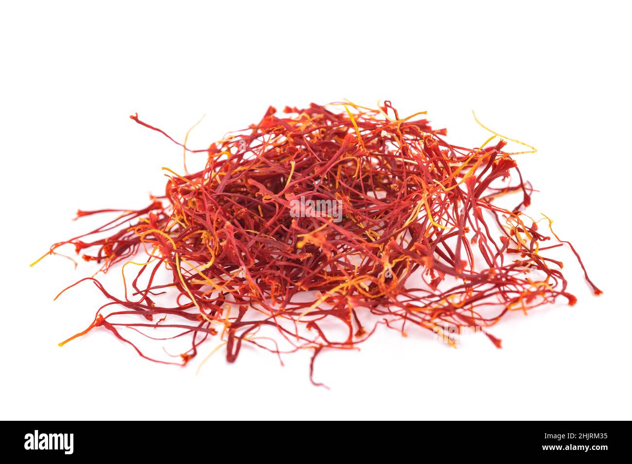 Saffron stigmas group isolated on white background Stock Photo
