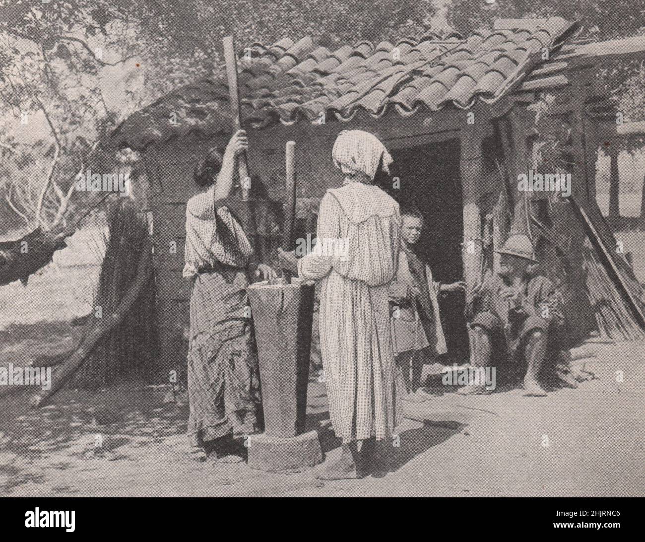 Glimpse of domestic country life in unfamiliar Paraguay (1923) Stock Photo