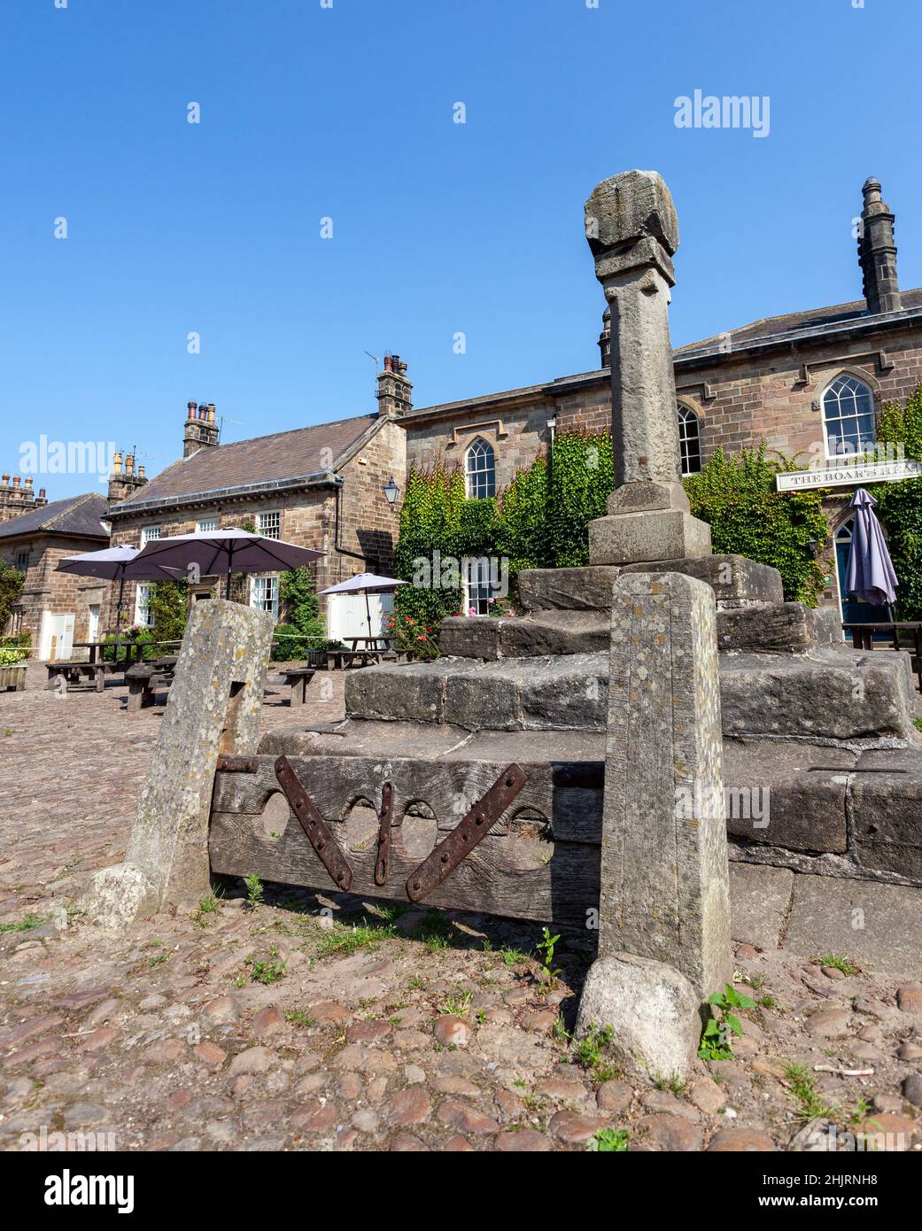 Summer view of the Boars Head Hotel in Ripley in North Yorkshire, with